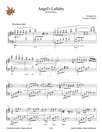 Angels Lullaby Sheet Music