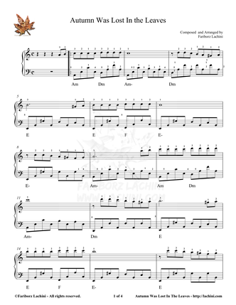 Autumn Was Lost in the Leaves - Easy Piano Sheet Music