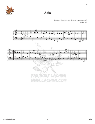 Anna Magdalena Aria - BWV 515 Sheet Music