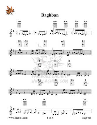 Baghban Sheet Music