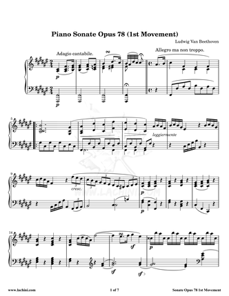 Piano Sonate Opus 78 - 1st Movement Sheet Music