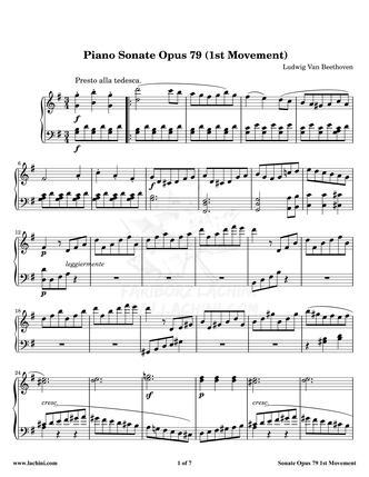 Piano Sonate Opus 79 - 1st Movement Sheet Music