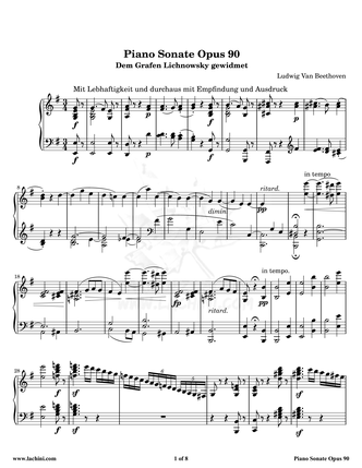 Piano Sonate Opus 90 - 1st Movement نت آهنگ