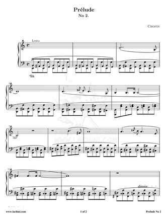 Chopin Prelude 2 نت آهنگ