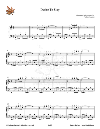 Desire to Stay - Easy Piano Sheet Music