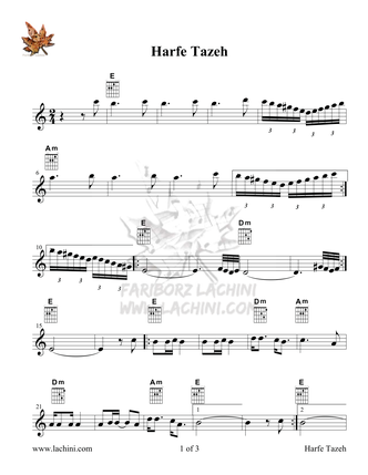 Harfe Tazeh Sheet Music