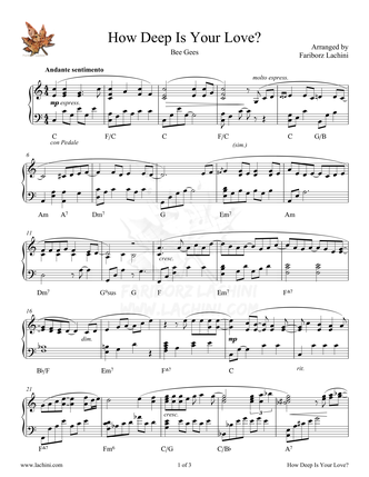 How Deep Is Your Love Sheet Music