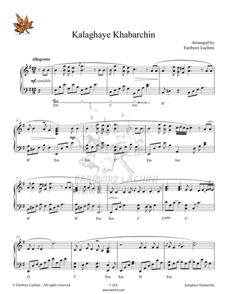 Kalaghaye Khabarchin Sheet Music