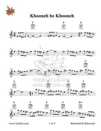 Khooneh be Khooneh Sheet Music