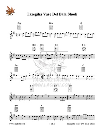 Tazegiha Vase Del Bala Shodi Sheet Music
