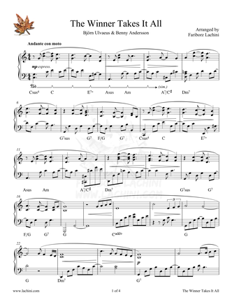 The Winner Takes It All Sheet Music