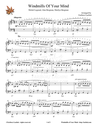 Windmills Of Your Mind Sheet Music